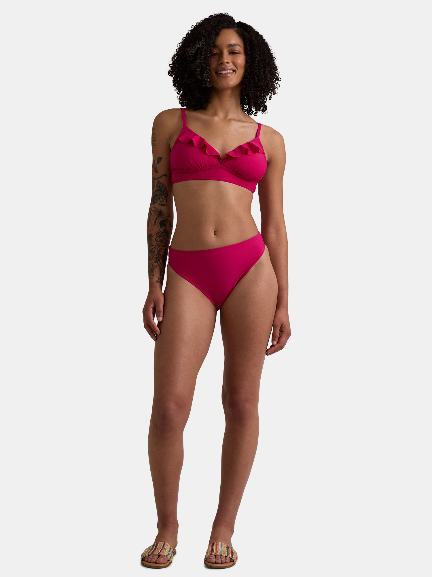Time and Tru Women's and Women’s Plus Extra High Leg Bikini Bottoms, Sizes S-2X
